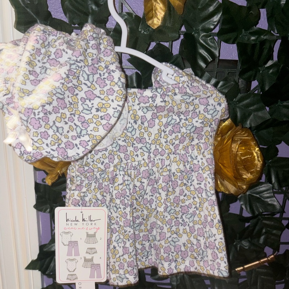 Nicole Miller Kids Floral Set - Purple, Yellow, White